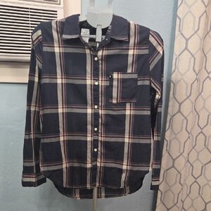 Abercrombie & Fitch Blue and Cream Checkered Shirt